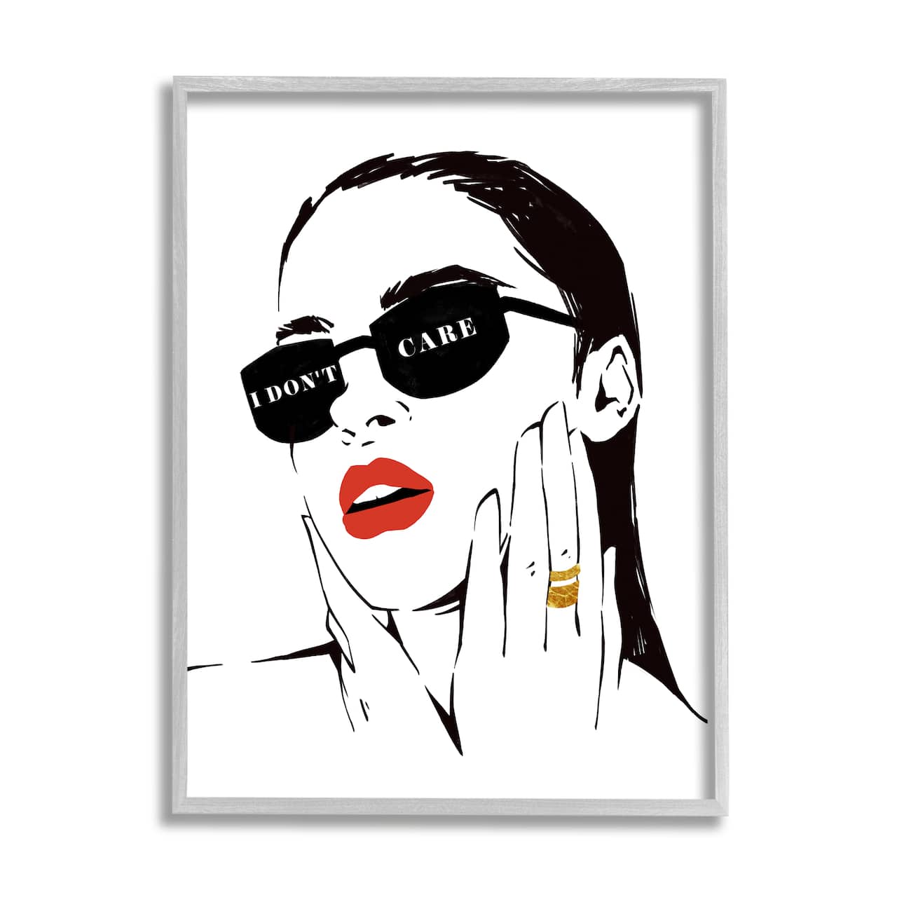Stupell Industries I Don’t Care Shades Glam Fashion Female Portrait Framed Wall Art